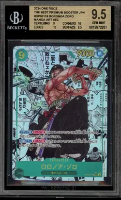 One Piece CCG Roronoa Zoro PRB01 Japanese Manga Alternate Art OP06-118 BGS 9.5 - Image 1