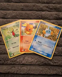 Pokemon 25th Anniversary TCG Treecko Torchic Mudkip Basic Regular Lot 3 Cards - Image 1