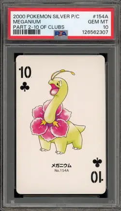 Pokemon Meganium 10 of Clubs Silver Playing Cards Part 2 #154A PSA 10 Gem Mint - Image 1