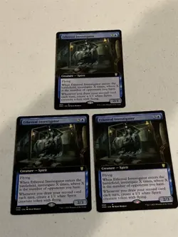 3 x mtg borderless Ethereal Investigator, Crimson Vow Commander, slight play - Image 1
