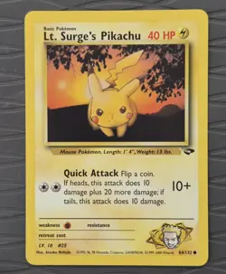 Lt. Surge’s Pikachu 84/132 Gym Heroes 2000 WOTC Vintage Pokemon Card - Image 1