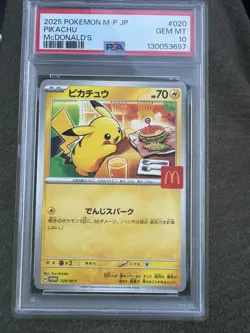 Pikachu 020/M-p McDonald's Happy Set Promo Pokemon Card PSA 10 Gem MT Burgerchu - Image 1