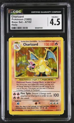 CGC 4.5 Charizard 1999 Base Set 4/102 Holo Pokemon Card - Image 1