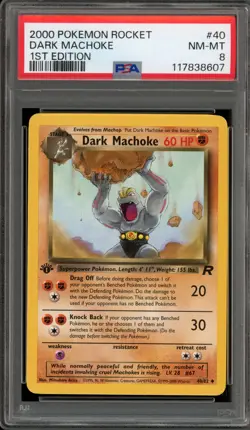 Pokemon Dark Machoke Team Rocket 1st Edition #40 PSA 8 - Image 1