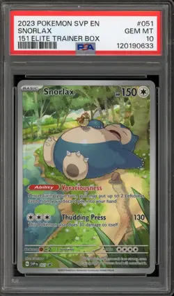 Pokemon Snorlax 151 MEW EN ETB Promo SVP EN 051 PSA 10 Gem Mint - Image 1
