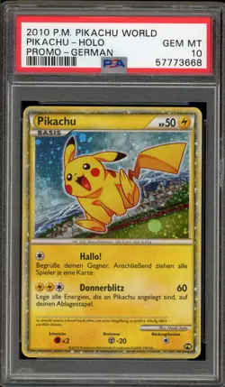 Pokemon Pikachu World Coll. GERMAN Holo PSA 10 Gem Mint - Image 1