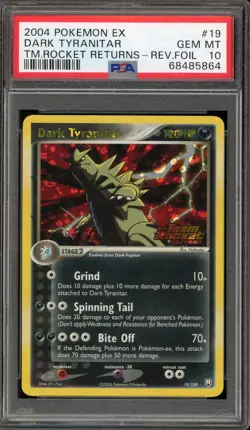 Pokemon Dark Tyranitar EX Team Rocket Returns Reverse Holo Rare #19 PSA 10 - Image 1