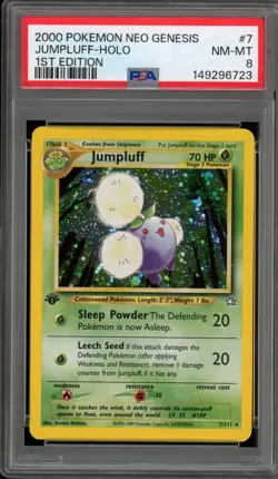 Pokemon Jumpluff Neo Genesis 1st Edition Holo Rare #7 PSA 8 - Image 1