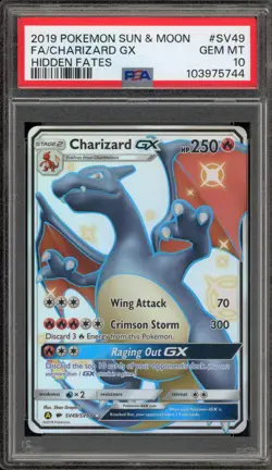 Pokemon Charizard GX Hidden Fates Full Art #SV49 PSA 10 Gem Mint - Image 1