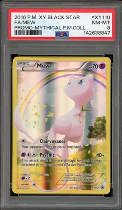 Pokemon Mew Mythical Pokemon Coll. Black Star Full Art Promo XY110 PSA 8 - Image 1