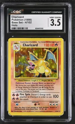 CGC 3.5 Charizard 1999 Base Set 4/102 Holo Pokemon Card - Image 1