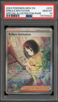 Pokemon Erika's Invitation 151 MEW EN Special Illustration Rare #203 PSA 10 - Image 1