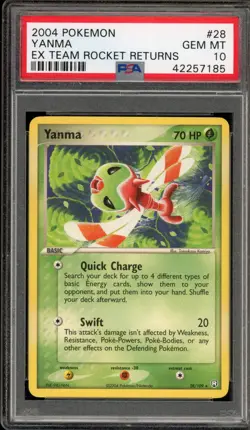 Pokemon Yanma EX Team Rocket Returns Rare #28 PSA 10 Gem Mint - Image 1