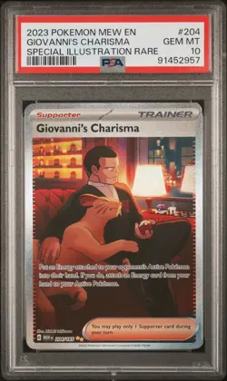 2023 POKEMON MEW EN-151 SPECIAL ILLUSTRATION RARE GIOVANNI'S CHARISMA PSA 10 - Image 1