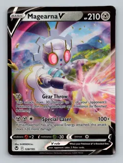 Magearna V 128/195 Ultra Rare SWSH12: Silver Tempest NM Pokemon - Image 1