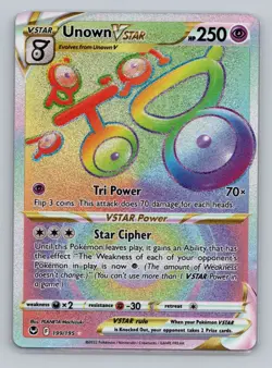 Unown VSTAR (Secret) 199/195 Secret Rare SWSH12: Silver Tempest NM Pokemon - Image 1
