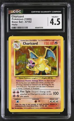 CGC 4.5 Charizard 1999 Base Set 4/102 Holo Pokemon Card - Image 1
