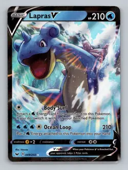 Lapras V 049/202 Ultra Rare SWSH01: Sword & Shield Base Set NM Pokemon - Image 1