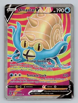 Omastar V (Full Art) 174/195 Ultra Rare SWSH12: Silver Tempest NM Pokemon - Image 1