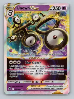 Unown VSTAR 066/195 Ultra Rare SWSH12: Silver Tempest NM Pokemon - Image 1