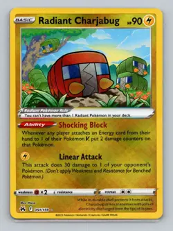Radiant Charjabug 051/159 Radiant Rare Crown Zenith NM Pokemon - Image 1