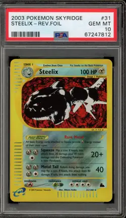 Pokemon Steelix Skyridge Reverse Holo Rare #31 PSA 10 Gem Mint - Image 1