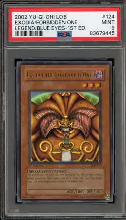 Yu-Gi-Oh! Exodia The Forbidden One Legend of Blue Eyes 1st Edition LOB-124 PSA 9 - Image 1