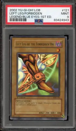 Yu-Gi-Oh! Left Leg of the Forbidden One Legend of Blue Eyes 1st Ed LOB-121 PSA 9 - Image 1