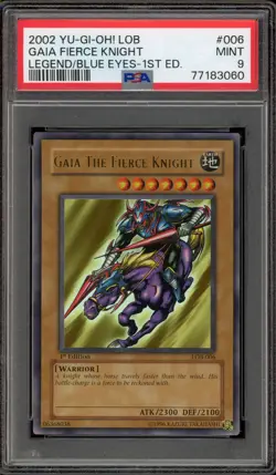Yu-Gi-Oh! Gaia The Fierce Knight Legend of Blue Eyes 1st Edition LOB-006 PSA 9 - Image 1