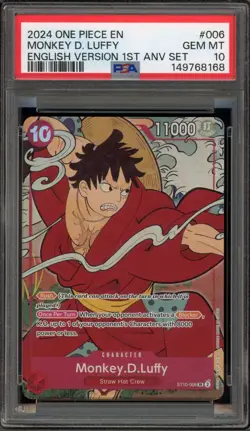 One Piece CCG Monkey.D.Luffy 1st Anniversary Set English ST10-006 PSA 10 - Image 1