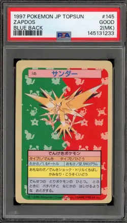 Pokemon Topsun Zapdos Blue Back Japanese #145 MK Marked PSA 2 - Image 1