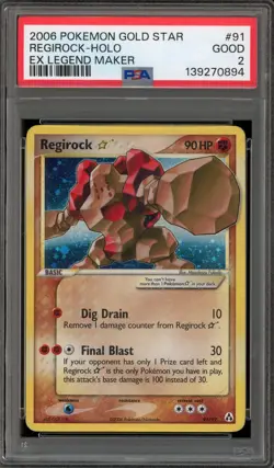 Pokemon Regirock Gold Star EX Legend Maker Holo Ultra Rare #91 PSA 2 - Image 1