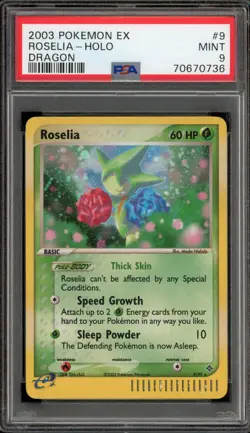 Pokemon Roselia EX Dragon Holo Rare #9 PSA 9 Mint - Image 1