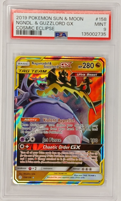 Pokemon TCG Naganadel & Guzzlord GX TAG TEAM Ultra Rare Holo 158/236 PSA 9 - Image 1