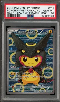 Pokemon Poncho-Wearing Pikachu Rayquaza Japanese Full Art Promo 231/XY-P PSA 10 - Image 1