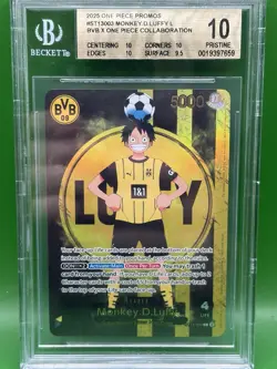 2025 ONE PIECE PROMOS BVB X ONE PIECE MATCH DAY 2025 #003 MONKEY D. LUFFY BGS 10 - Image 1