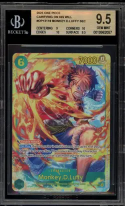 One Piece CCG Monkey.D.Luffy Carrying on His Will SEC OP13-118 BGS 9.5 - Image 1
