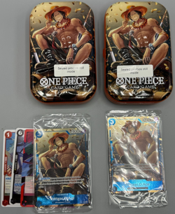 2 One Piece Card Game Tin Pack Set Vol 2 Portgas Ace Promo Sealed Authentic Lot - Image 1