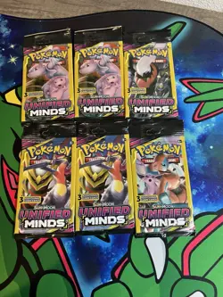 Pokemon Unified Minds 3 Card Booster Pack Lot of 6 New Factory Sealed - Image 1