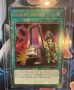RA03-EN265 Card of Demise Spell Quarter Century Secret Rare 1st Ed Holo Konami - Image 1