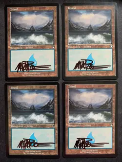 MTG Magic the Gathering x4 Basic Land Island (V.3) Signed Commander Masters - Image 1