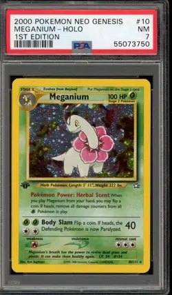 Pokemon Meganium Neo Genesis 1st Edition Holo Rare #10 PSA 7 - Image 1
