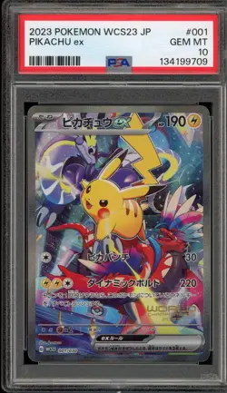Pokemon Pikachu ex WCS23 '23 World Championships JPN Full Art Promo #001 PSA 10 - Image 1
