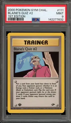 Pokemon Blaine's Quiz #2 Gym Challenge 1st Edition #111 PSA 9 Mint - Image 1