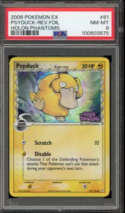 Pokemon Psyduck EX Holon Phantoms Reverse Holo #81 PSA 8 - Image 1