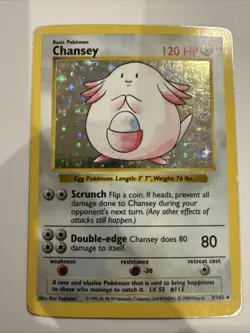 Pokemon TCG Chansey 3/102 Base Set Shadowless Holo Rare HP - Image 1