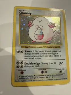 Pokemon TCG Chansey 3/102 Base Set Shadowless Holo Rare HP - Image 3