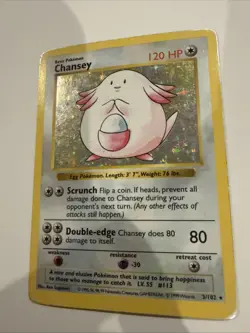 Pokemon TCG Chansey 3/102 Base Set Shadowless Holo Rare HP - Image 4