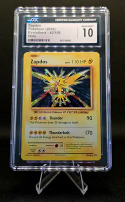 Pokemon CGC 10 Zapdos 42/108 Evolutions Holo Legendary Bird - Image 1