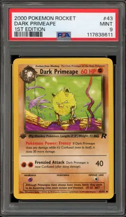 Pokemon Dark Primeape Team Rocket 1st Edition #43 PSA 9 Mint - Image 1